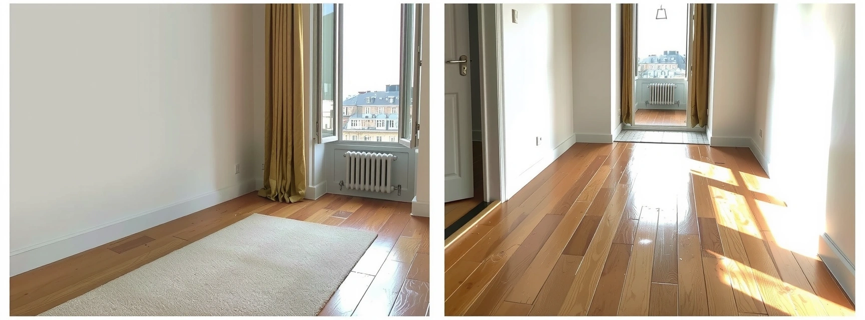 Before and after effect of cleaning on floor surfaces